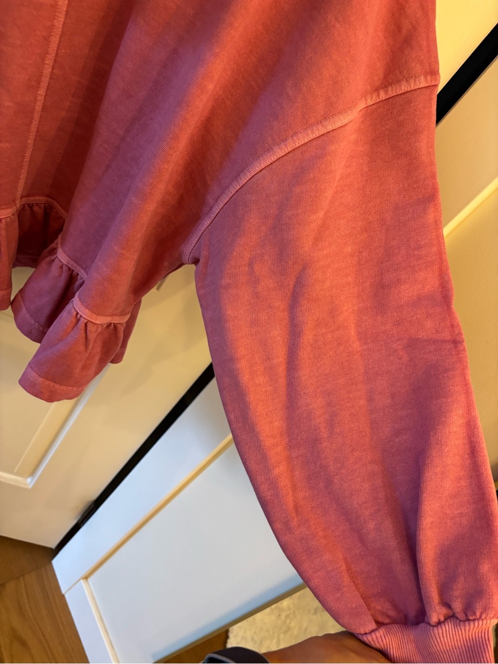 Pilcro Rose-Pink Ruffle-Hem Hoodie Pullover (NWOT) - Picture 6 of 8